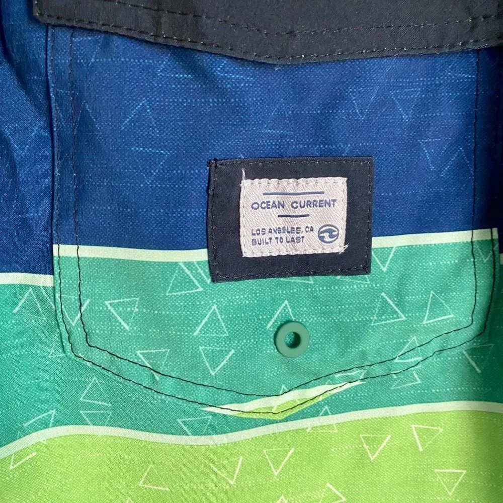 Ocean Current Volley Shorts Swim Trucks Blue Green Men's Medium NEW NWT